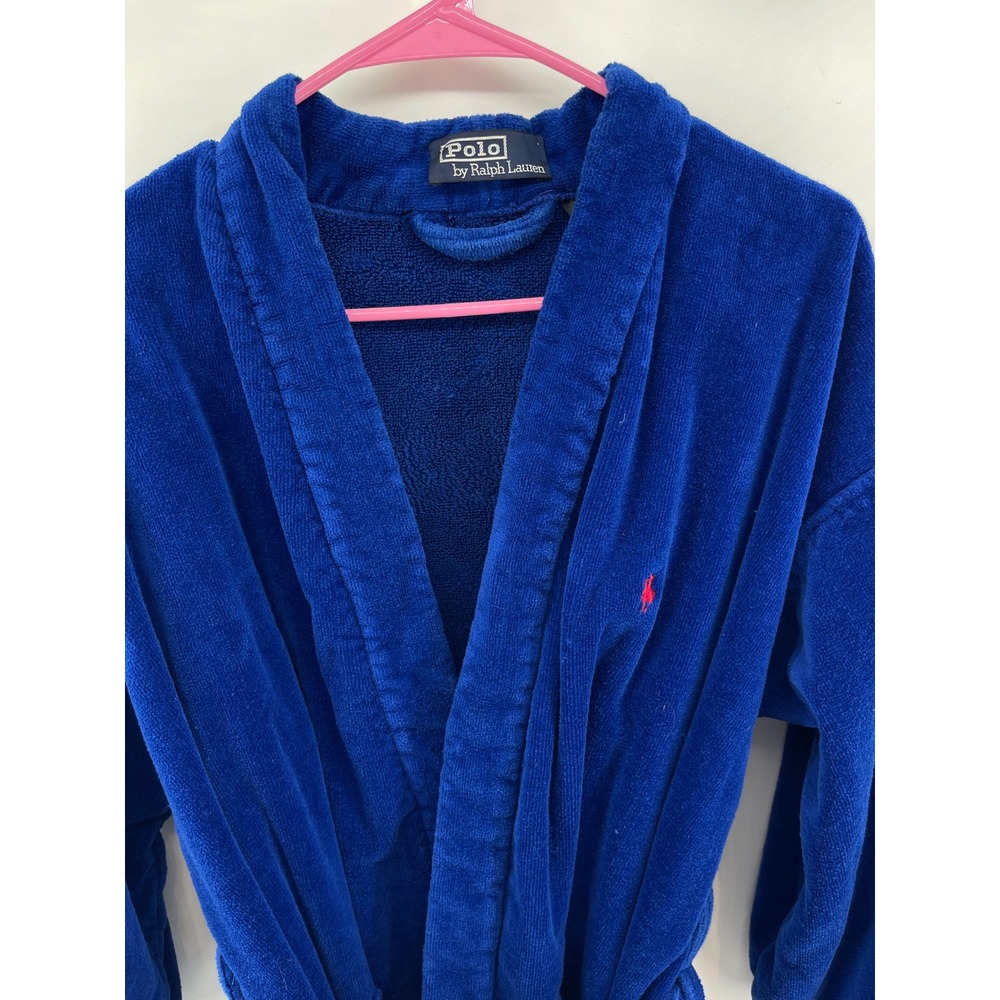 Polo Ralph Lauren Mens Royal Blue Terry Cloth Robe Cotton One Size Pony Logo
